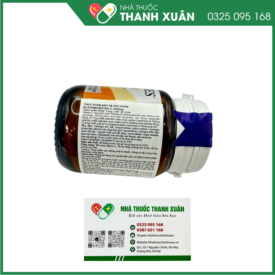 Viên uống Blackmores Bio C 1000mg giúp bổ sung vitamin C, hỗ trợ tăng cường sức khỏe